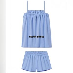 NIP LAKE Pima Ruffle Pajams Short Set in Hydrangea